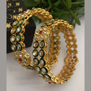 FS Collection Gold Plated Kundan Stone And Meenakari Bangle Set