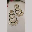 FS Collection Gold Plated Crystal Stone And Pearls Dangler Earrings
