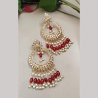 FS Collection Gold Plated Crystal Stone And Pearls Dangler Earrings