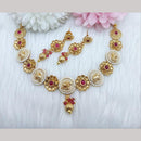 FS Collection Gold Plated Pota Stone and Pearls Elephant Shape Necklace Set