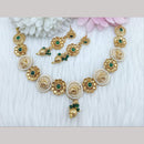 FS Collection Gold Plated Pota Stone and Pearls Elephant Shape Necklace Set