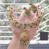 FS Collection Gold Plated Crystal Stone and Beads Necklace Set