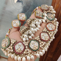 FS Collection Gold Plated Crystal Stone and Beads Necklace Set