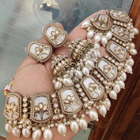 FS Collection Gold Plated Crystal Stone and Beads Necklace Set