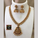 FS Collection Gold Plated Pota Stone and Pearls Temple Necklace Set