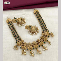 FS Collection Gold Plated Pota Stone and Pearls Temple Necklace Set