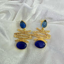 FS Collection Gold Plated Pota Stone Dangler Earrings