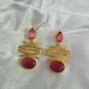 FS Collection Gold Plated Pota Stone Dangler Earrings