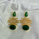 FS Collection Gold Plated Pota Stone Dangler Earrings