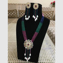 FS Collection Gold Plated AD And Pearls Long Necklace Set