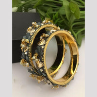 FS Collection Gold Plated Pearls Bangle Set