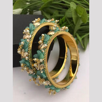FS Collection Gold Plated Pearls Bangle Set