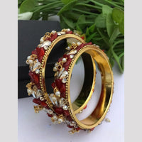 FS Collection Gold Plated Pearls Bangle Set
