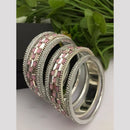 FS Collection Silver Plated Crystal Stone Bangles Set