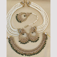 FS Collection Gold Plated Crystal Stone And Pearls Necklace Set