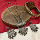 FS Collection Oxidised Plated Long Necklace Set
