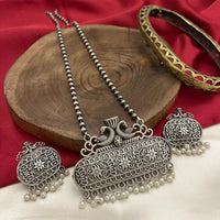 FS Collection Oxidised Plated Long Necklace Set