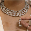 FS Collection Silver Plated American Diamond Necklace Set