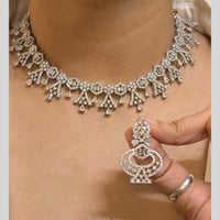 FS Collection Gold Plated American Diamond Necklace Set