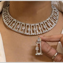 FS Collection Silver Plated American Diamond Necklace Set