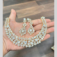 FS Collection Gold Plated American Diamond Necklace Set
