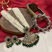 FS Collection Gold Plated Pearl Necklace Set
