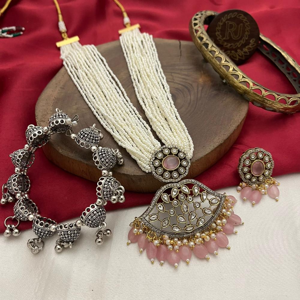 FS Collection Gold Plated Pearl Necklace Set