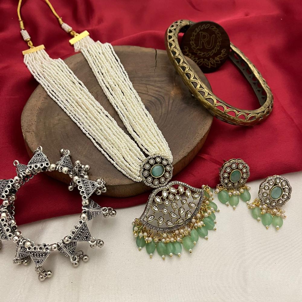 FS Collection Gold Plated Pearl Necklace Set