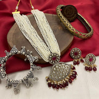 FS Collection Gold Plated Pearl Necklace Set