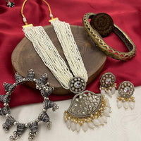 FS Collection Gold Plated Pearl Necklace Set