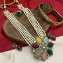 FS Collection Gold Plated Pearl And Crystal Stone Necklace Set