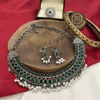 FS Collection Oxidised Plated Necklace Set