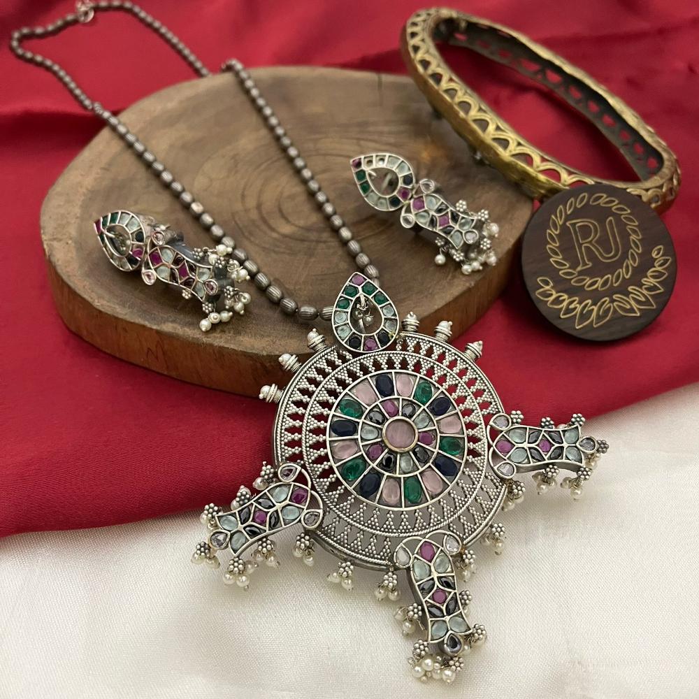 FS Collection Oxidised Plated Necklace Set