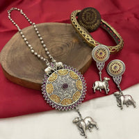 FS Collection Oxidised Plated Necklace Set
