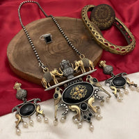 FS Collection Oxidised Plated Necklace Set