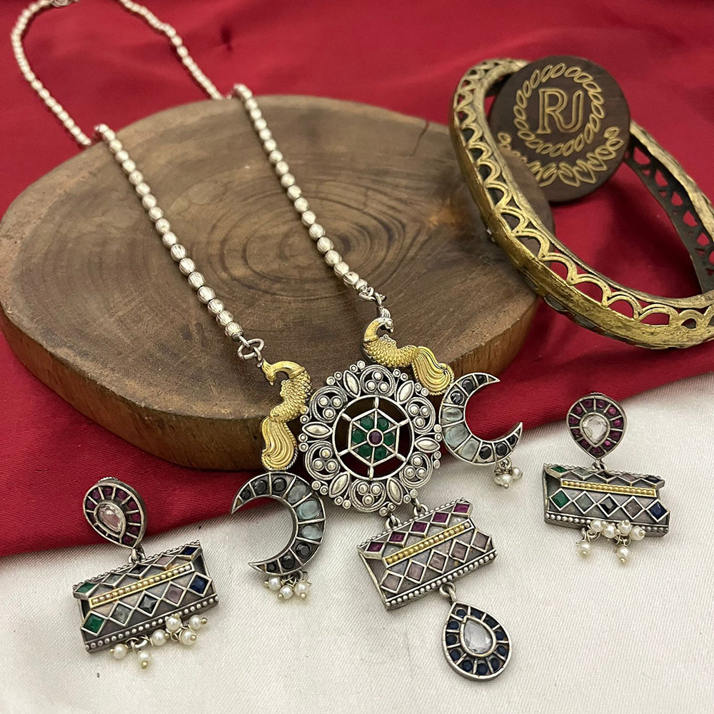 FS Collection Oxidised Plated Necklace Set