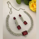FS Collection Silver Plated American Diamond Necklace Set