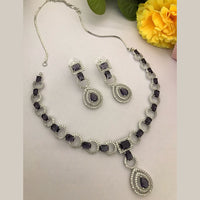 FS Collection Silver Plated American Diamond Necklace Set