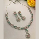 FS Collection Silver Plated American Diamond Necklace Set
