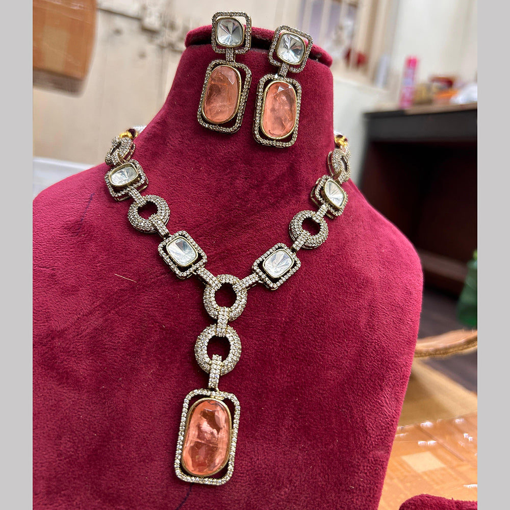 FS Collection Gold Plated Crystal Stone Necklace Set
