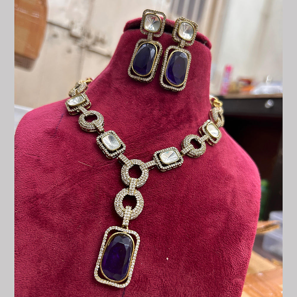 FS Collection Gold Plated Crystal Stone Necklace Set