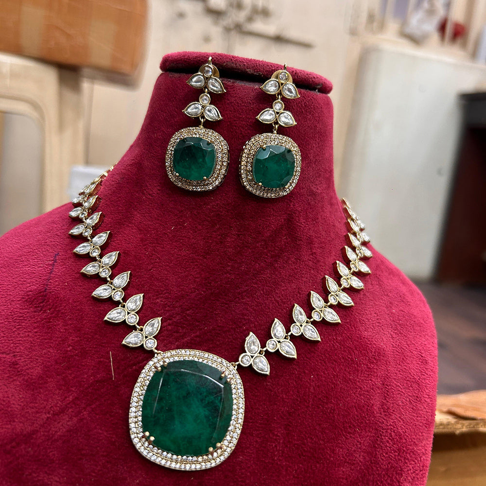 FS Collection Gold Plated Crystal Stone Necklace Set