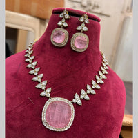 FS Collection Gold Plated Crystal Stone Necklace Set