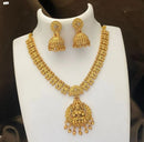 FS Collection Gold Plated Pota Stone And Pearls Temple Necklace Set