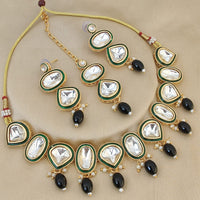 FS Collection Gold Plated Kundan Stone And Beads Choker Necklace Set