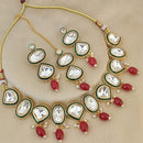 FS Collection Gold Plated Kundan Stone And Beads Choker Necklace Set