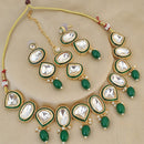 FS Collection Gold Plated Kundan Stone And Beads Choker Necklace Set