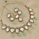 FS Collection Gold Plated Kundan Stone And Beads Choker Necklace Set