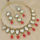 FS Collection Gold Plated Kundan Stone And Beads Choker Necklace Set