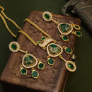 FS Collection Gold Plated Druzy Crystal Stone Necklace Set